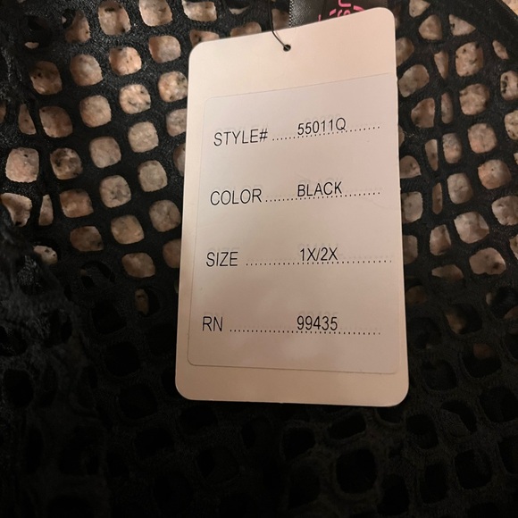 Music Legs Black Fishnet and Leather Bodysuit - Picture 2 of 11